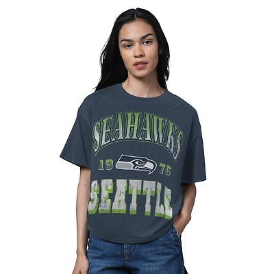T-shirt surdimensionné pour femme, bleu marine, du Temple de la renommée des Seattle Seahawks, Starter Heather College