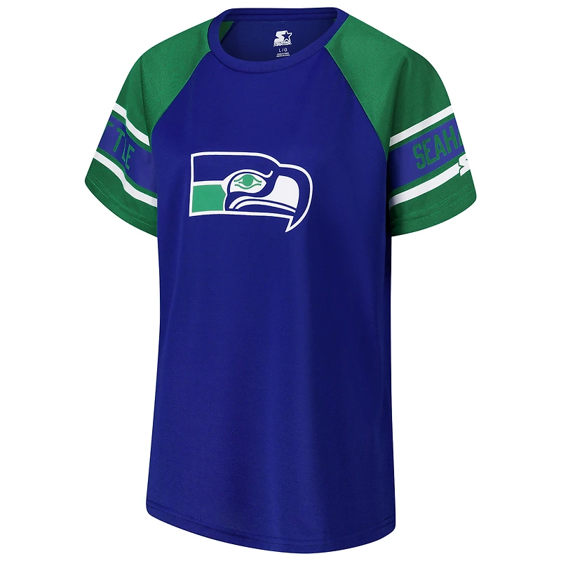 Haut raglan à blocs de couleurs pour femme Starter Royal Seattle Seahawks, 1er tour