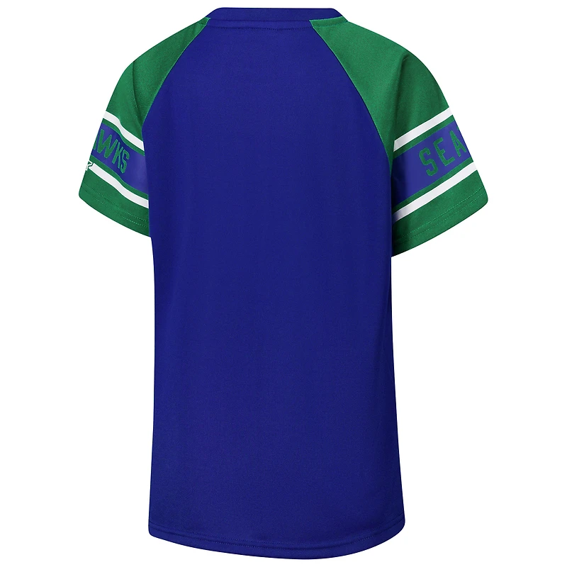 Haut raglan à blocs de couleurs pour femme Starter Royal Seattle Seahawks, 1er tour