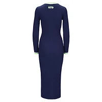 Robe pull boutonnée à col en V tricot Shoko pour femme STAUD College Navy Seattle Seahawks