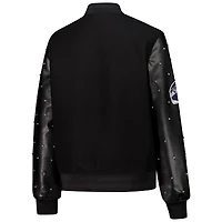 Women's The Wild Collective Black Seattle Seahawks Varsity Full-Snap Sparkle Jacket