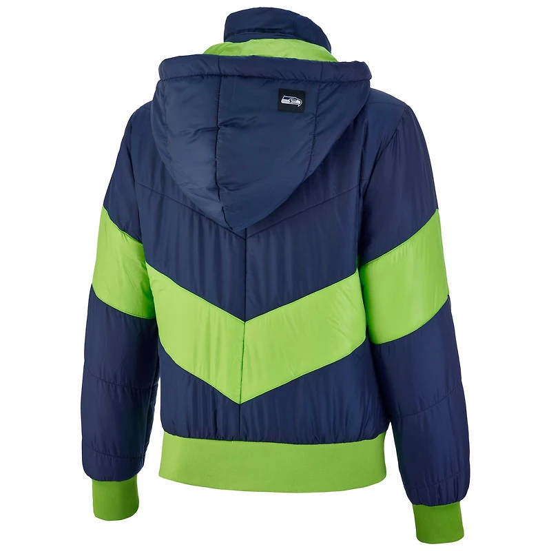 Veste à capuche fermeture éclair complète pour femme The Wild Collective College Navy Seattle Seahawks