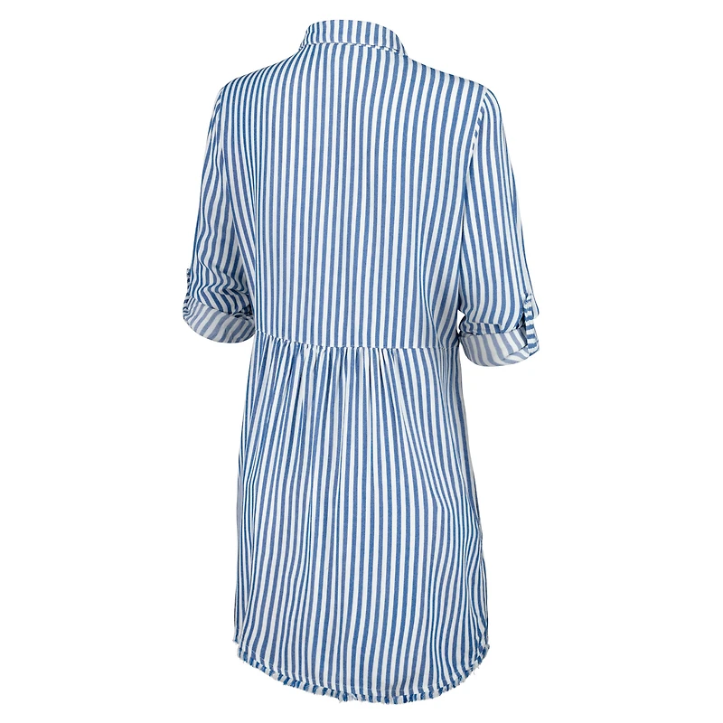 Women's Tommy Bahama Blue/White Seattle Seahawks Chambray Stripe Cover-Up Shirt Dress