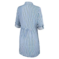 Women's Tommy Bahama Blue/White Seattle Seahawks Chambray Stripe Cover-Up Shirt Dress