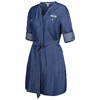 Women's Tommy Bahama Denim Seattle Seahawks Mission Beach Indigo Button-Up Long Sleeve Dress