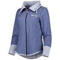 Sweat-shirt à fermeture éclair pour femmes Tommy Bahama Heathered College Navy Seattle Seahawks Sport Sun Fade