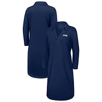 Women's Tommy Bahama Navy Seattle Seahawks Ashby Isles Three-Quarter Length Sleeve Pullover
 Jersey Dress