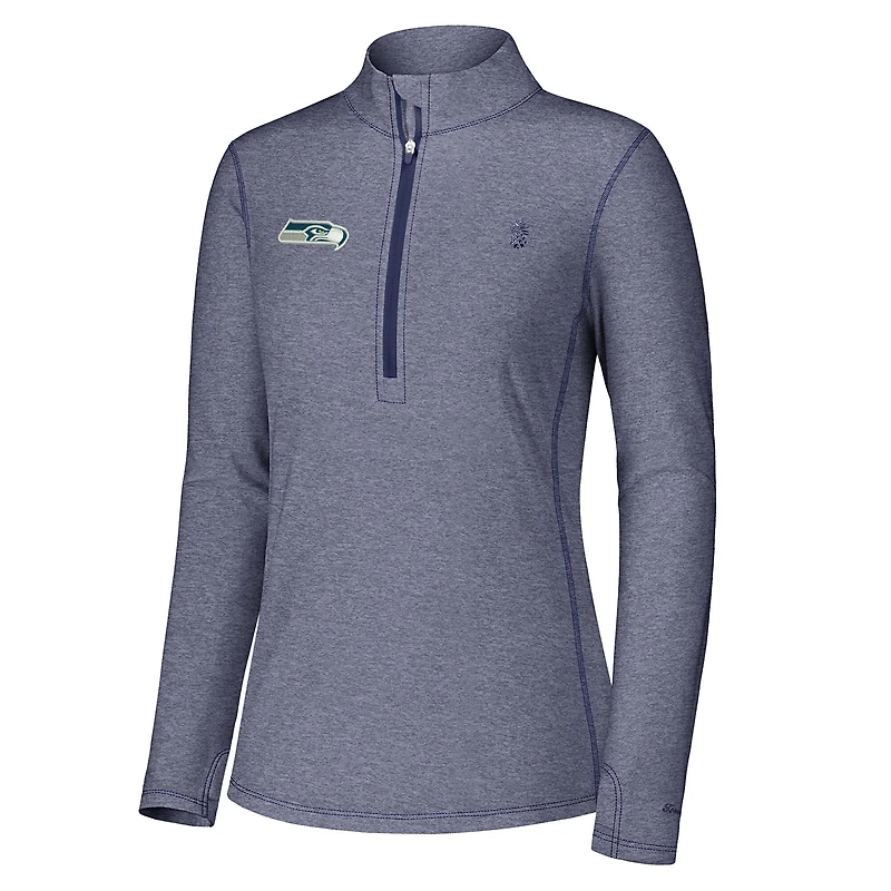 Women's Tommy Bahama Navy Seattle Seahawks Sport Playa Vista IslandZone Quarter-Zip Jacket