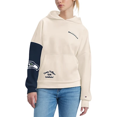 Women's Tommy Hilfiger Cream/Navy Seattle Seahawks Harriet Pullover Hoodie
