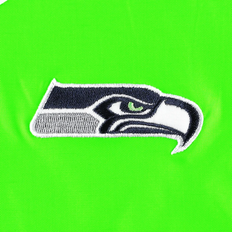 Women's Tommy Hilfiger White/Neon Green Seattle Seahawks Staci Half-Zip Hoodie Windbreaker Jacket
