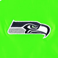 Women's Tommy Hilfiger White/Neon Green Seattle Seahawks Staci Half-Zip Hoodie Windbreaker Jacket