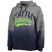 Chandail à capuchon Dip-Dye Seattle Seahawks Superstar Touch gris chiné/bleu marine pour femme
