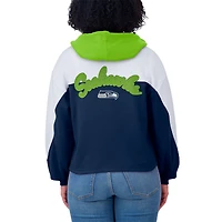 Sweat à capuche zippé blocs de couleurs grande taille pour femme WEAR by Erin Andrews College Navy Seattle Seahawks