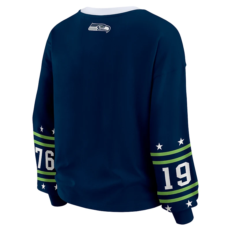 Women's WEAR by Erin Andrews  College Navy Seattle Seahawks Sport Long-Sleeve T-Shirt