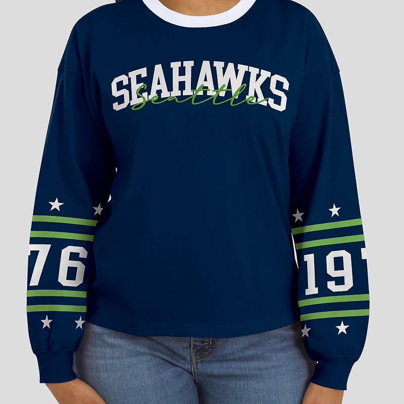 Women's WEAR by Erin Andrews  College Navy Seattle Seahawks Sport Long-Sleeve T-Shirt