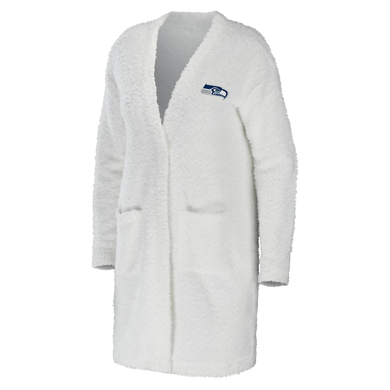 WEAR by Erin Andrews Crème Seattle Seahawks Cozy Lounge Cardigan Pull pour femmes