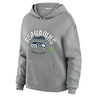 Women's WEAR by Erin Andrews Gray Seattle Seahawks Waffle-Knit Long Sleeve Hooded Shirt & Pants Lounge Set