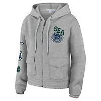 Sweat à capuche zippé pour femme WEAR by Erin Andrews gris chiné des Seattle Seahawks