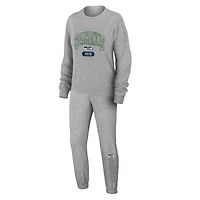 Ensemble de nuit pour femme WEAR by Erin Andrews Heather Gray Seattle Seahawks en tricot à manches longues et pantalon