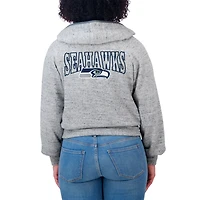 Women's WEAR by Erin Andrews  Heather Gray Seattle Seahawks Speckled Fleece Cropped Full-Zip Hoodie