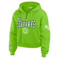 Sweat à capuche zippé grande taille vert fluo pour femme WEAR by Erin Andrews des Seattle Seahawks