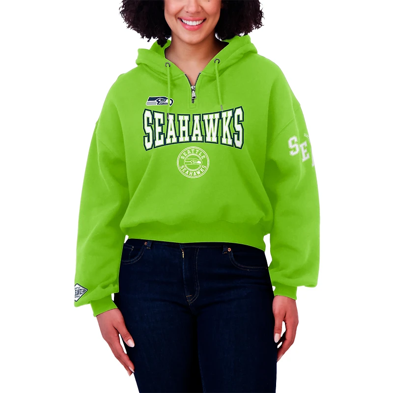 Sweat à capuche zippé grande taille vert fluo pour femme WEAR by Erin Andrews des Seattle Seahawks