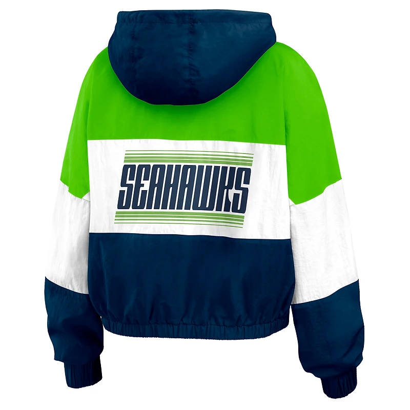 Women's WEAR by Erin Andrews  Royal Seattle Seahawks Color Block Full-Zip Windbreaker Jacket