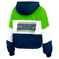 Women's WEAR by Erin Andrews  Royal Seattle Seahawks Color Block Full-Zip Windbreaker Jacket