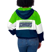 Women's WEAR by Erin Andrews  Royal Seattle Seahawks Color Block Full-Zip Windbreaker Jacket