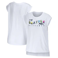 Women's WEAR by Erin Andrews White Seattle Seahawks Greetings From Muscle T-Shirt
