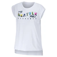 Women's WEAR by Erin Andrews White Seattle Seahawks Greetings From Muscle T-Shirt