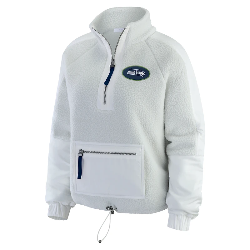Women's WEAR by Erin Andrews White Seattle Seahawks Polar Fleece Half-Zip Jacket
