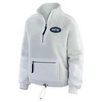 Women's WEAR by Erin Andrews White Seattle Seahawks Polar Fleece Half-Zip Jacket