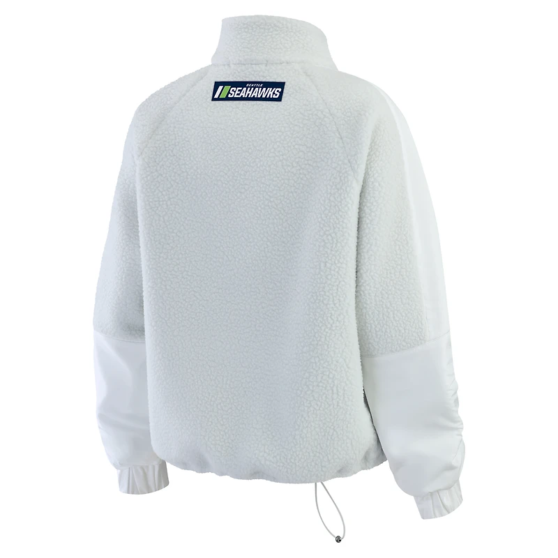 Women's WEAR by Erin Andrews White Seattle Seahawks Polar Fleece Half-Zip Jacket