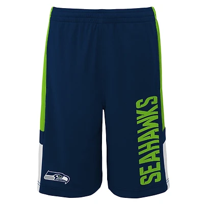 Youth College Navy Seattle Seahawks Lateral Mesh Performance - Shorts