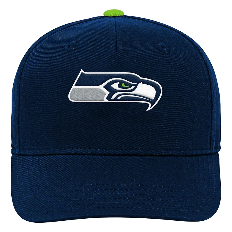 Casquette ajustable pré-courbée de l'équipe des Seattle Seahawks de la marine pour jeunes