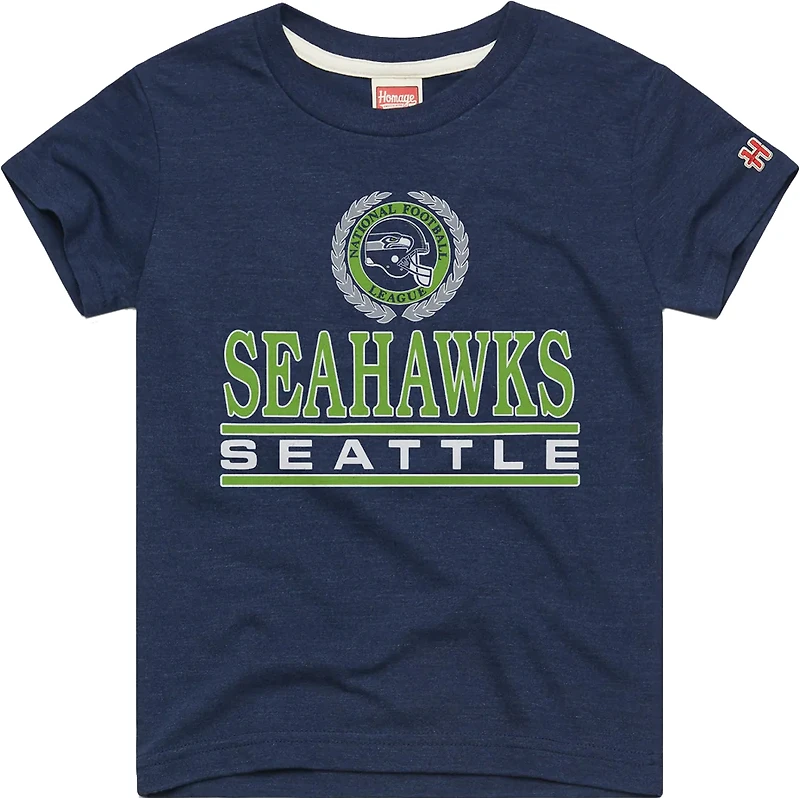 T-shirt Youth Homage College Navy Seattle Seahawks Crest Tri-Blend