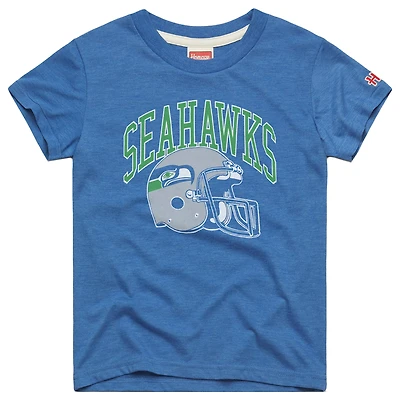 T-shirt en mélange de trois matières pour jeunes, hommage royal aux Seahawks Seattle, casque rétro