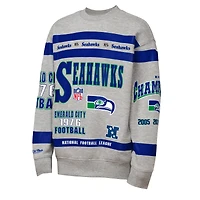 Sweat-shirt en polaire imprimé rétro Mitchell & Ness gris Seattle Seahawks pour jeunes