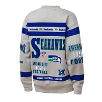 Sweat-shirt en polaire imprimé rétro Mitchell & Ness gris Seattle Seahawks pour jeunes