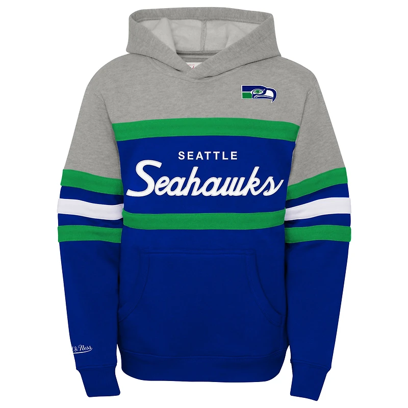 Youth Mitchell & Ness  Royal Seattle Seahawks Throwback Head Coach Pullover Hoodie