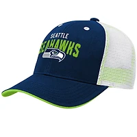 Youth Navy/White Seattle Seahawks Core Lockup Adjustable Hat