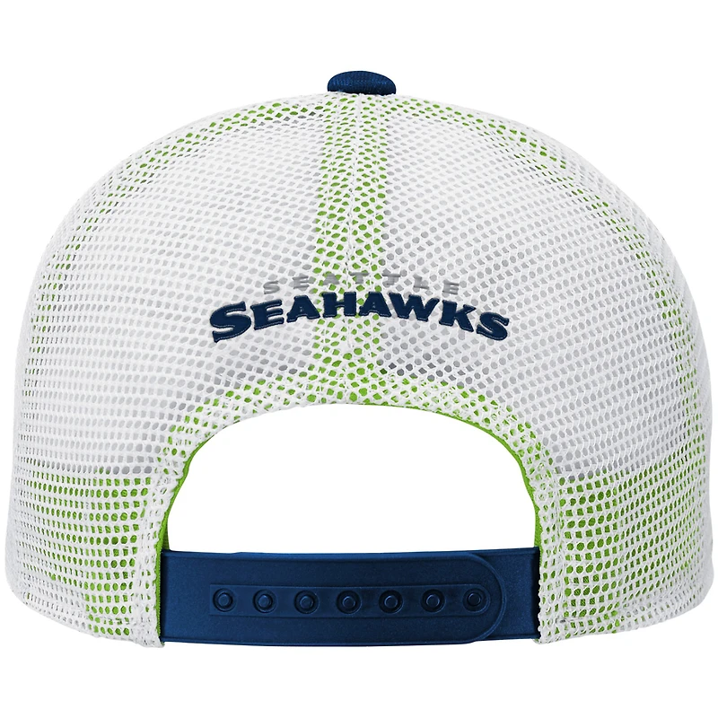 Youth Navy/White Seattle Seahawks Core Lockup Adjustable Hat