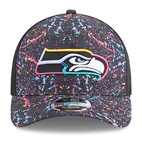 Youth New Era Black Seattle Seahawks 2025 NFL Crucial Catch 9FORTY Adjustable Hat
