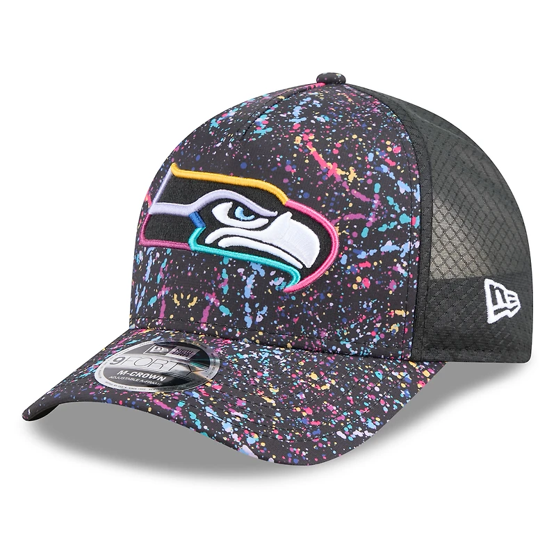 Youth New Era Black Seattle Seahawks 2025 NFL Crucial Catch 9FORTY Adjustable Hat