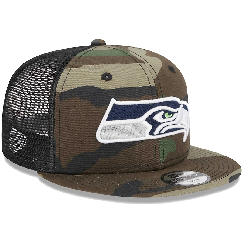 Casquette New Era Seattle Seahawks Main Trucker 9FIFTY Snapback avec motif camouflage pour jeune