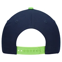 Youth New Era  College Navy/Neon Green Seattle Seahawks  Arch COOLERA 9FORTY A-Frame Adjustable Hat