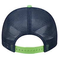 Youth New Era Cream/College Navy Seattle Seahawks Banner 9FIFTY A-Frame Adjustable Trucker Hat