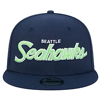 Youth New Era Navy Seattle Seahawks Main Script 9FIFTY Snapback Hat