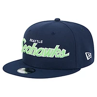 Youth New Era Navy Seattle Seahawks Main Script 9FIFTY Snapback Hat